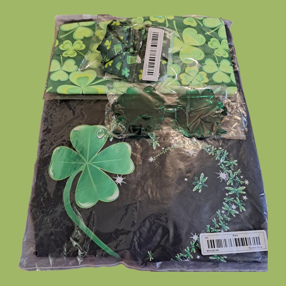 4pc St. Patrick's Day Party -Tee, Headband, Ponytail Band, Fashion Glasses